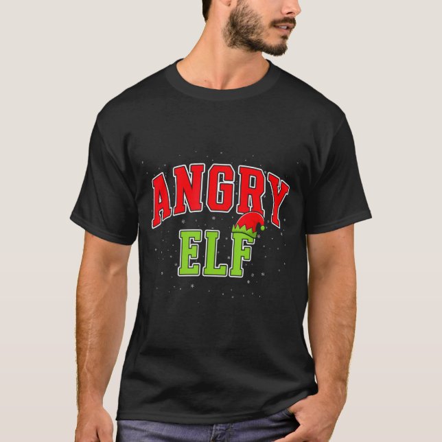 Angry Elf Christmas Family Matching Group Xmas  T Shirt (Framsida)