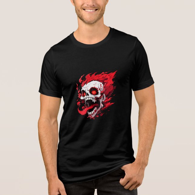 Angry Flaming Skull T-Shirt (Framsida)