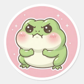 Angry Frog Sticker Funny Mad Frog Meme Cute Aggres Runt Klistermärke