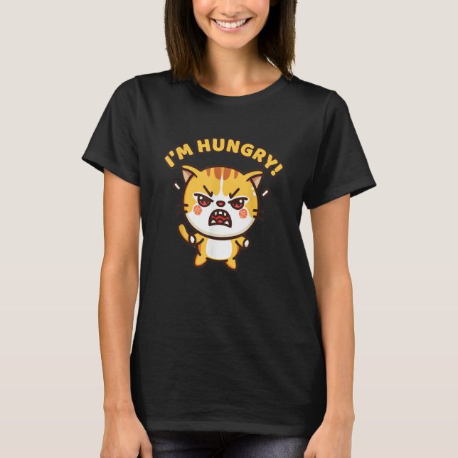 Angry Hungry Cat Hungry Person  Cat  Food T Shirt (Framsida)