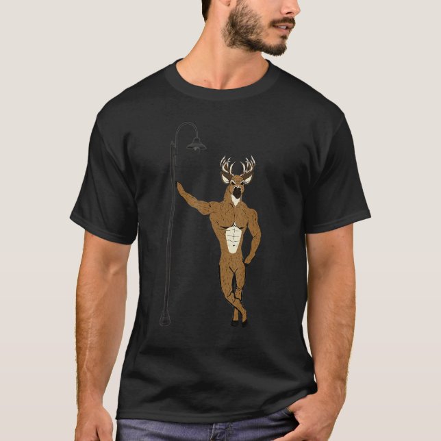 Angry,muscular reindeer leaning on a lamppost t shirt (Framsida)