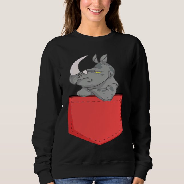 Angry Pocket Rhino   Rhino In Pocket For Kids T Shirt (Framsida)