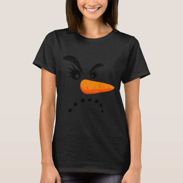 Angry Snowman Face Eyelashes Christmas Snowman Cos T Shirt (Framsida)