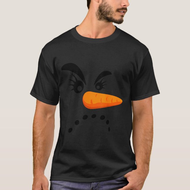 Angry Snowman Face Eyelashes Christmas Snowman Cos T Shirt (Framsida)