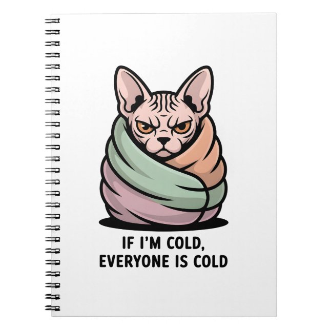 Angry Sphynx Cat Cold Humor Cartoon Art Anteckningsbok (Framsidan)