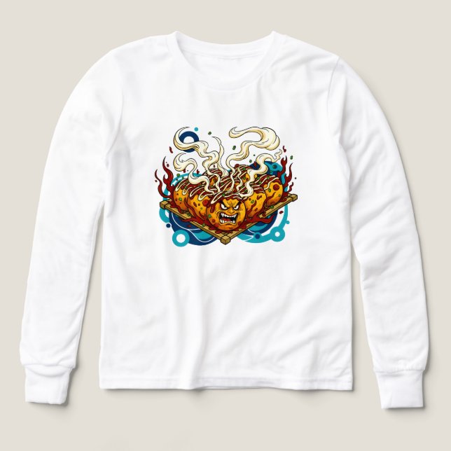 Angry Takoyaki Monster Japanese Street Food Art T Shirt (Design framsida)
