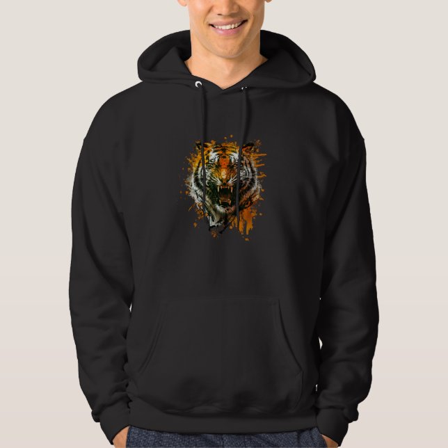 Angry Tiger for wild animal  Graphic Hoodie (Framsida)