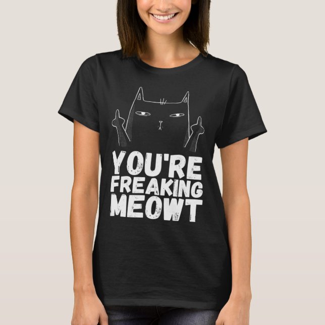 Angrycat Sarkastic Cat Black Cat Humor T Shirt (Framsida)