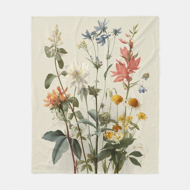 Ängsblombukett Fleecefilt (Framsidan)