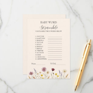Ängsblomma Blommig Baby Shower Spelkort Rådkort