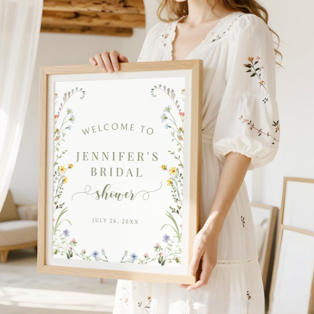 Ängsblomma Boho Bröllopsdusch Välkomstskylt Poster (Skapare uppladdad)