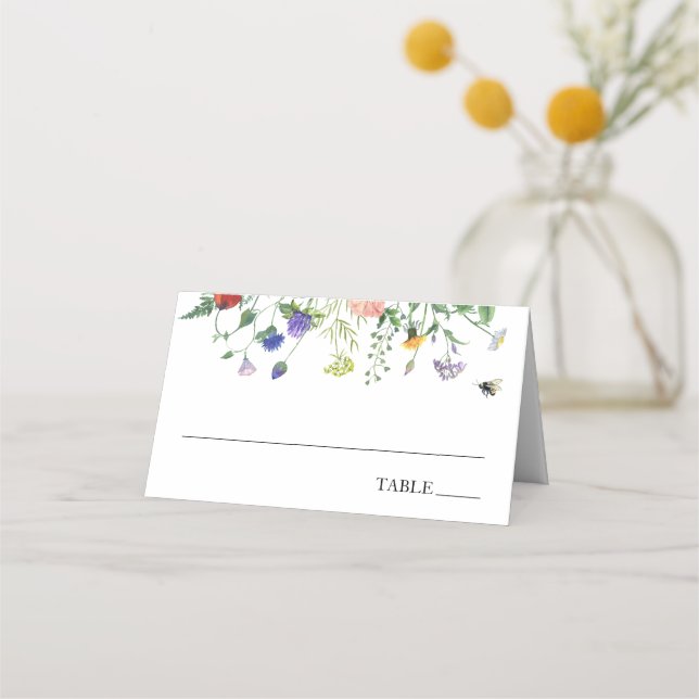 Ängsblommefält och surrande bin Namnkort Placeringskort (Framsida)