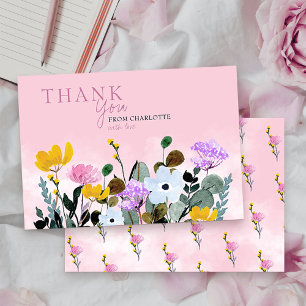 Ängsblommeplan Personlig Rosa Tackkort Tack Kort