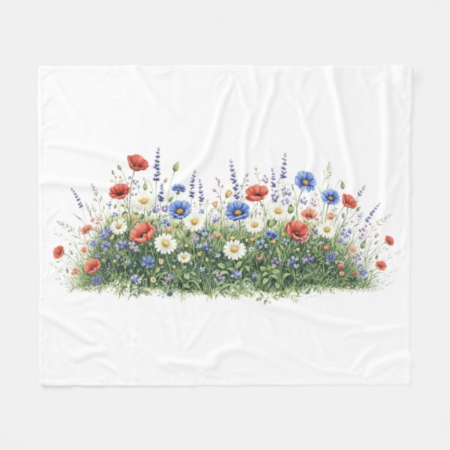 Ängsblommor botanisk trädgård blommor fleecefilt (Framsidan (Horisontell))