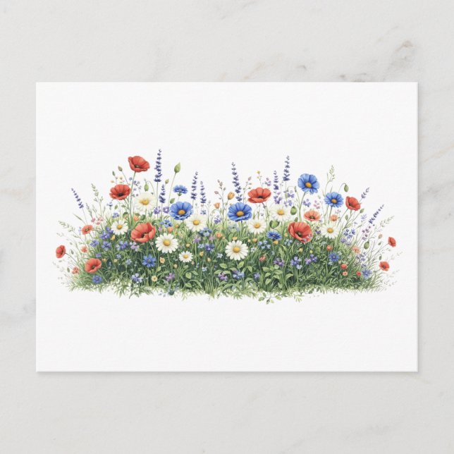 Ängsblommor botanisk trädgård blommor helg vykort (Framsida)