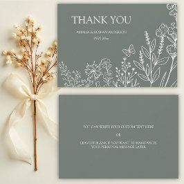 Ängsblommor bröllop Tacksamhetskort Tack Kort