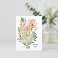 Ängsblommor Handmålad Färgrik Gouache Tack Kort