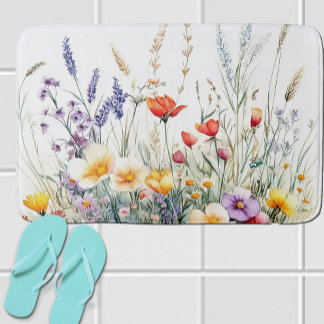 Ängsblommor och Lavendel Badrumsmatta