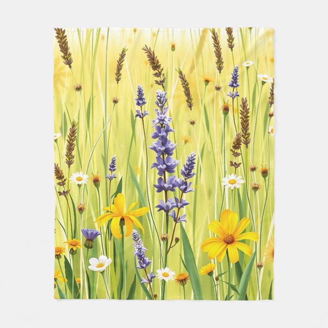 Ängsblommor sommar mönster fleecefilt (Framsidan)