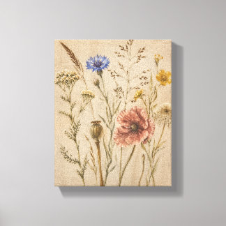 Ängsexemplar på rå linneväv Botanisk Canvas Pri
