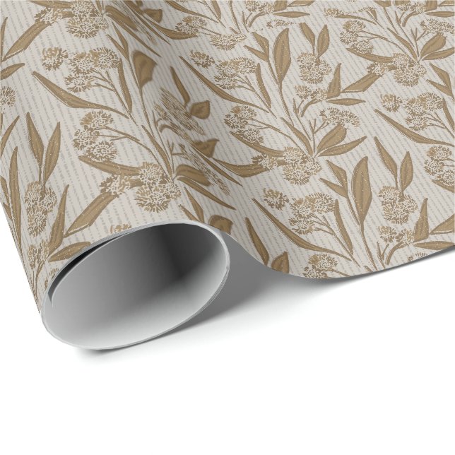 Ängsfält etniskt bohemsk blomster sand presentpapper (Rullad Hörn)