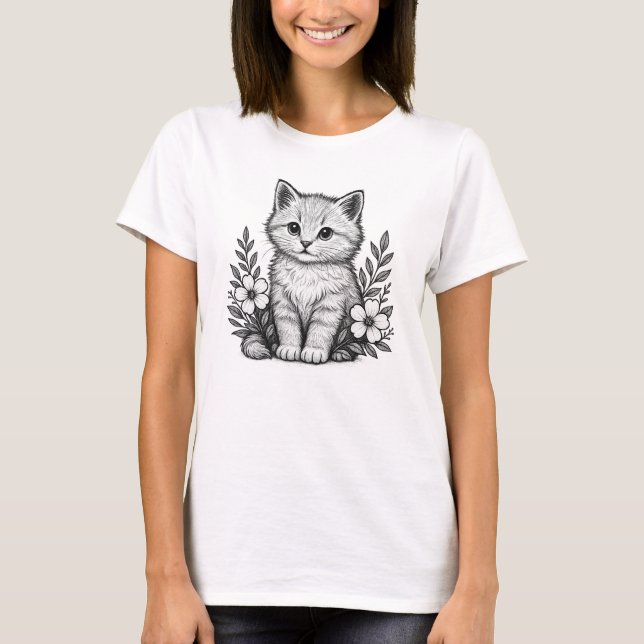 Ängsmuse — Sköt liten kattunge T Shirt (Framsida)