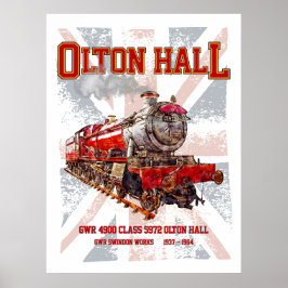 Ångtåg Olton Hall engelskt lok Poster
