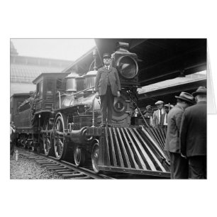 Ångtåg på station, 1923 hälsningskort