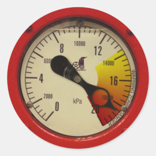 Ångtrycksmätare - Varning! Stickers Runt Klistermärke