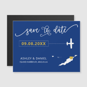 Anguilla Bröllop spara datum Card, Karta Magnetisk Inbjudningskort
