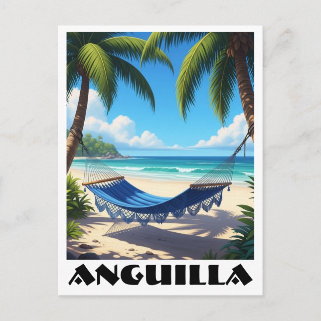 Anguilla Caribbean Beach Hammock Vykort (Framsida)