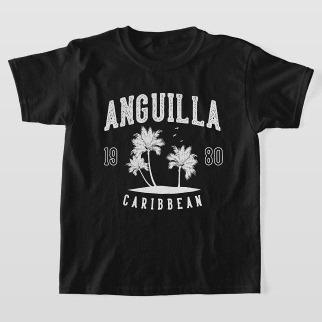 Anguilla Caribbean Palm Tree 1980 Kids T Shirt (Laydown)