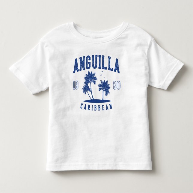 Anguilla Caribbean Palm Tree 1980 T Shirt (Framsida)