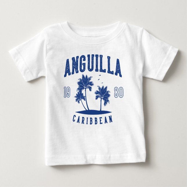 Anguilla Caribbean Palm Tree 1980 T Shirt (Framsida)