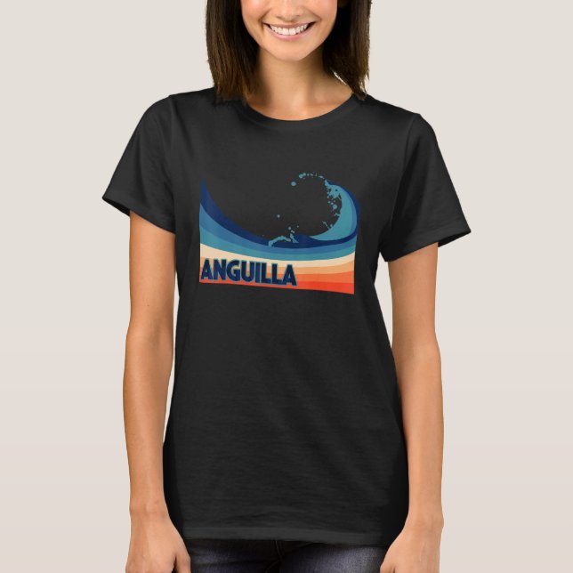 Anguilla Caribbean Retro Surfa Sailing & Fishing V T Shirt (Framsida)
