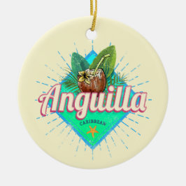 Anguilla Caribbean Retro Vacation Vintage Island Julgransprydnad Keramik