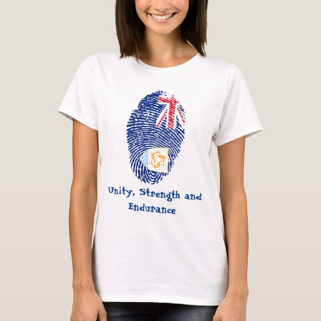 Anguilla Flagga Fingerprint T Shirt (Framsida)