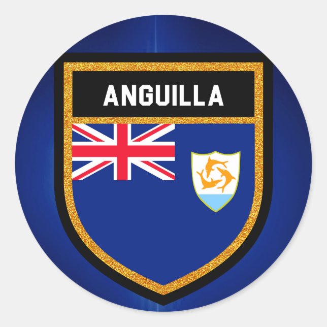 Anguilla Flagga Runt Klistermärke (Framsida)