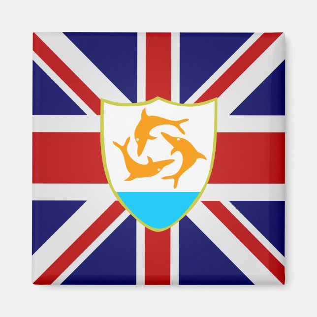 Anguilla High Quality Flagga Magnet (Framsidan)