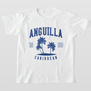 Anguilla Karibisk Palmträd 1980 Barn T Shirt