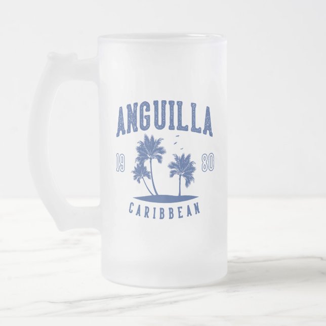 Anguilla Karibisk Palmträd 1980 Frostat Ölglas (Vänster)