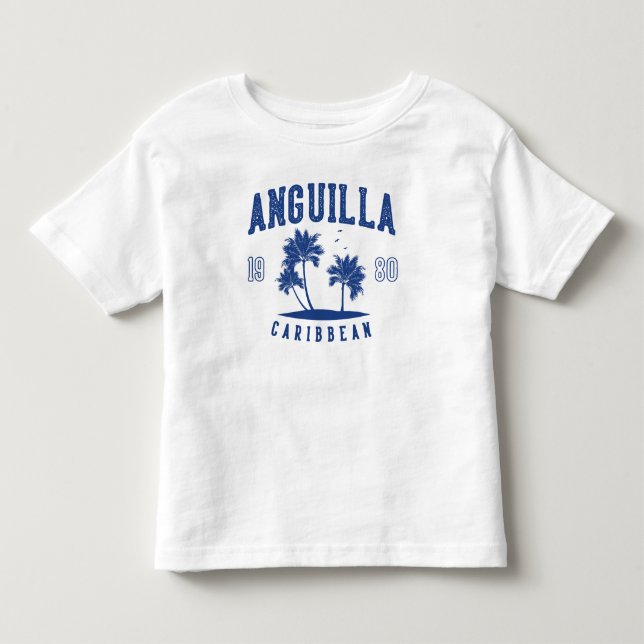 Anguilla Karibisk Palmträd 1980 T Shirt (Framsida)