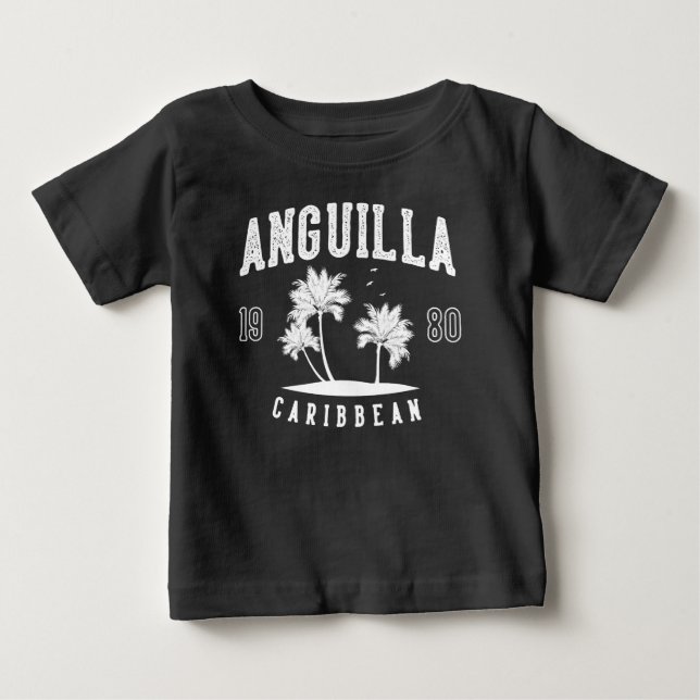 Anguilla Karibisk Palmträd 1980 T Shirt (Framsida)