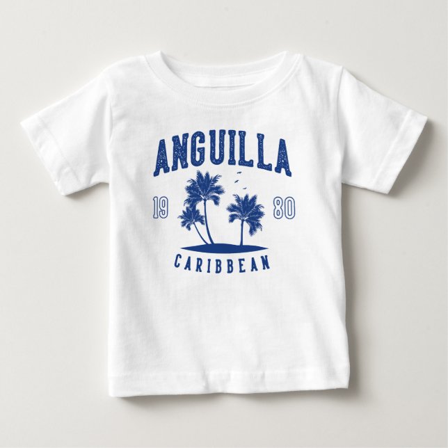 Anguilla Karibisk Palmträd 1980 T Shirt (Framsida)