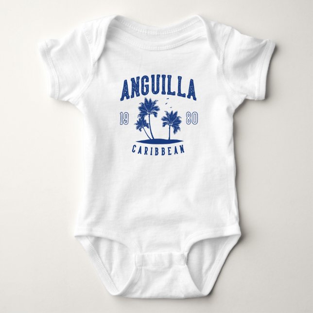 Anguilla Karibisk Palmträd 1980 T Shirt (Framsida)