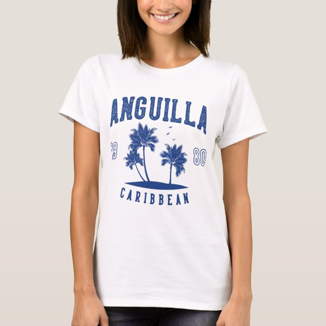 Anguilla Karibisk Palmträd 1980 T Shirt (Framsida)