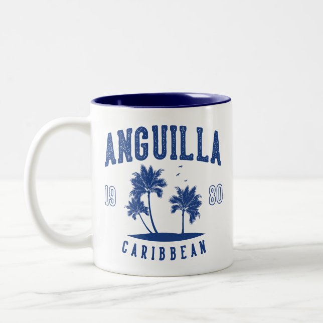 Anguilla Karibisk Palmträd 1980 Två-Tonad Mugg (Vänster)