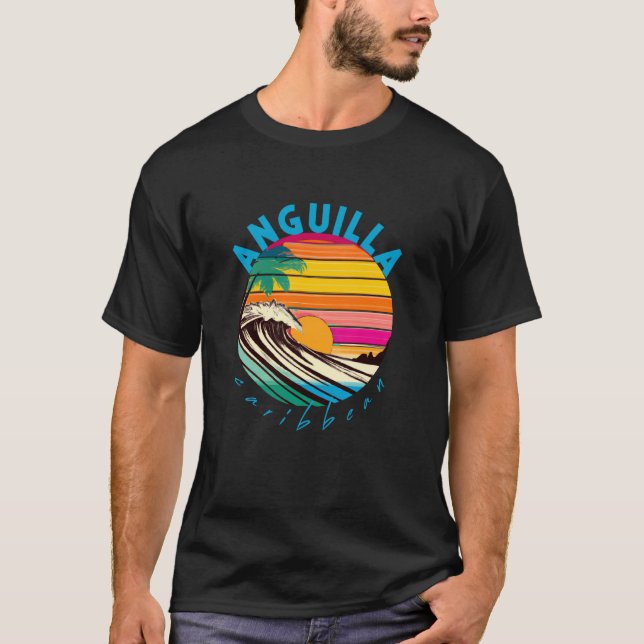 Anguilla Retro 1980s Style Beach T Shirt (Framsida)