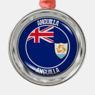 Anguilla Round Emblem Julgransprydnad Metall