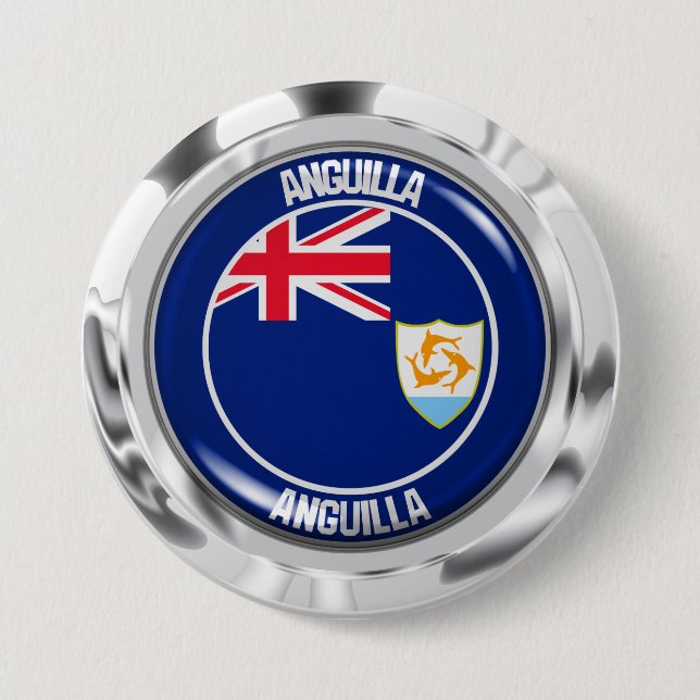 Anguilla Round Emblem Knapp (Framsida)